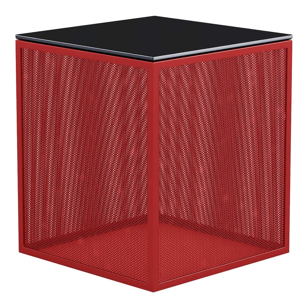 Furniture of America - Kelforia Contemporary Glass Top Side Table - Red