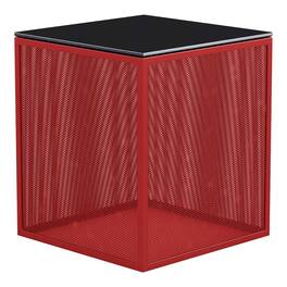 Furniture of America - Kelforia Contemporary Glass Top Side Table - Red