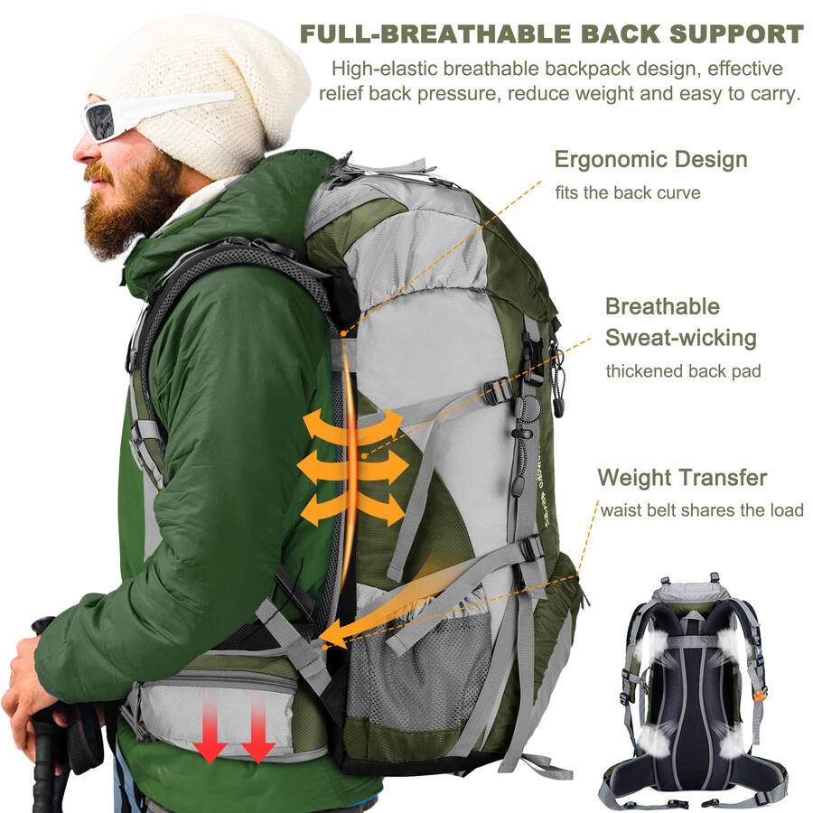 Pacoar Cade 50l Hiking Backpack Waterproof Camping Bag With Rain Cover ...