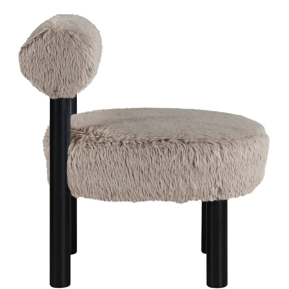 Alt View 4. Meridian Furniture - Ambre Beige Vegan Shearling Fabric Upholstered Accent Chair - Black.