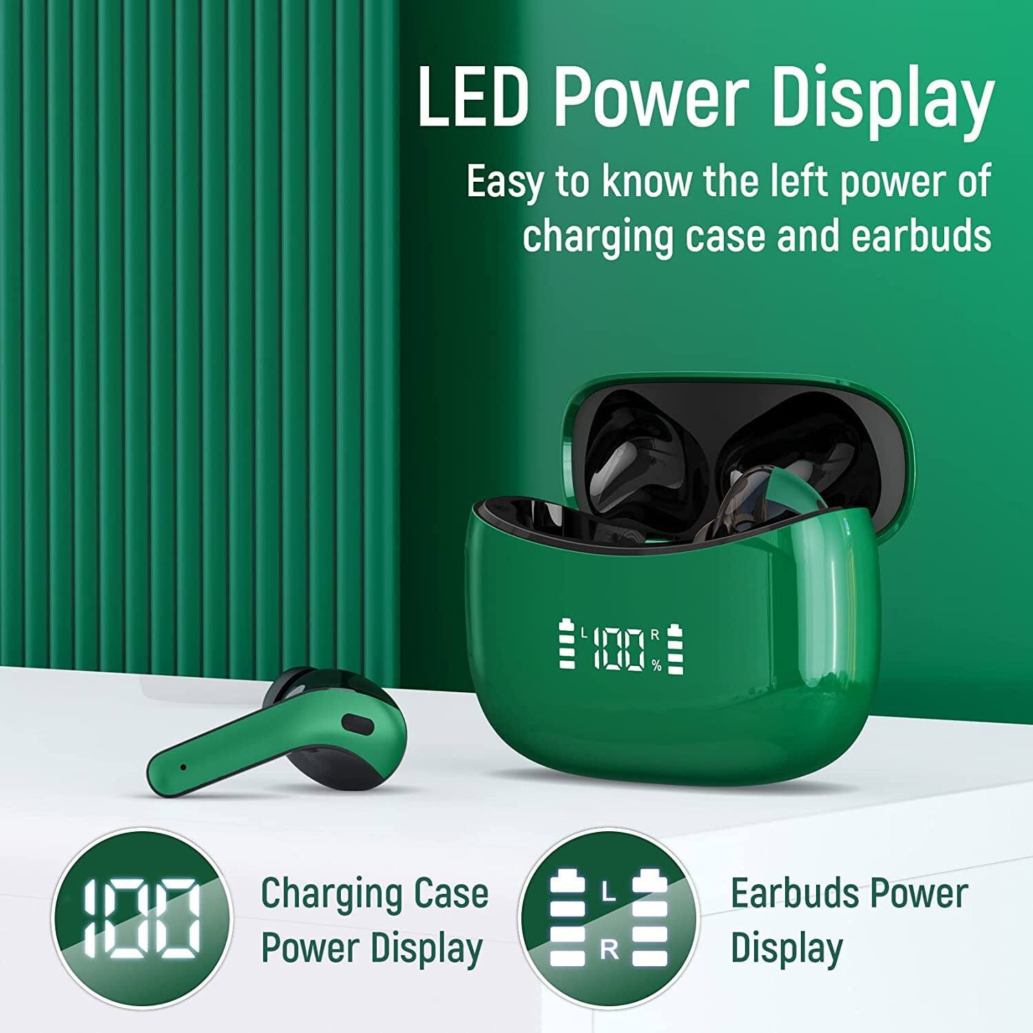 LED Power Display  
Easy to know the left power of charging case and earbuds  

Charging Case Power Display  
Earbuds Power Display