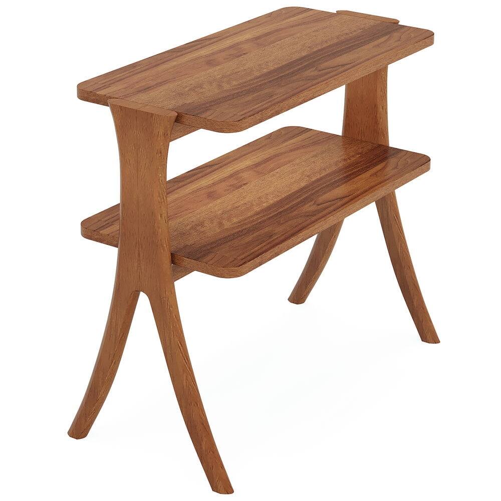 Alt View 1. Kadyn - Kadyn Sofa Side End Table, End Table, Couch Table,Wood End Table, Farmhouse Side Table with 2-Tier Storage Shelf,Walnut - Brown.