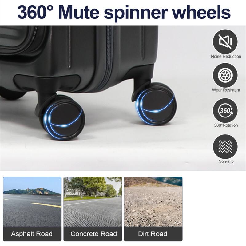 360° Mute spinner wheels

- Noise Reduction
- Wear Resistant
- 360° Rotation
- Non-slip

Asphalt Road  
Concrete Road  
Dirt Road