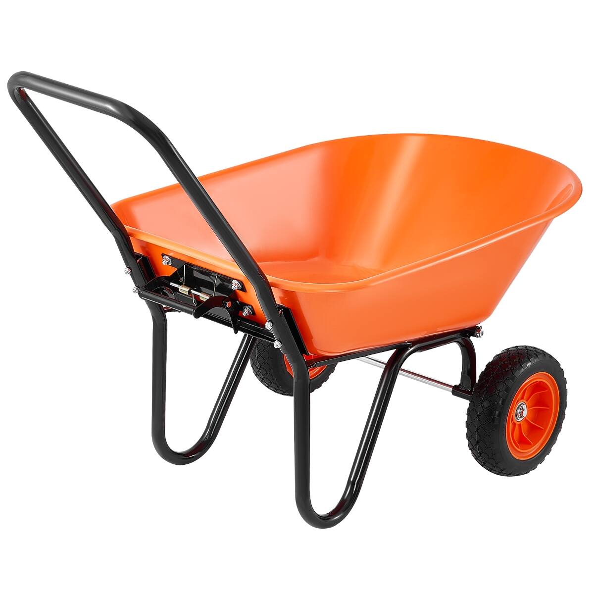 Alt View 6. Loheer - Loheer 2 Wheel Garden Dump Cart, 5 Cubic Foot Wheelbarrow, Heavy Duty Metal Yard Wagon with 10" Foam Tires, Black/Orange.