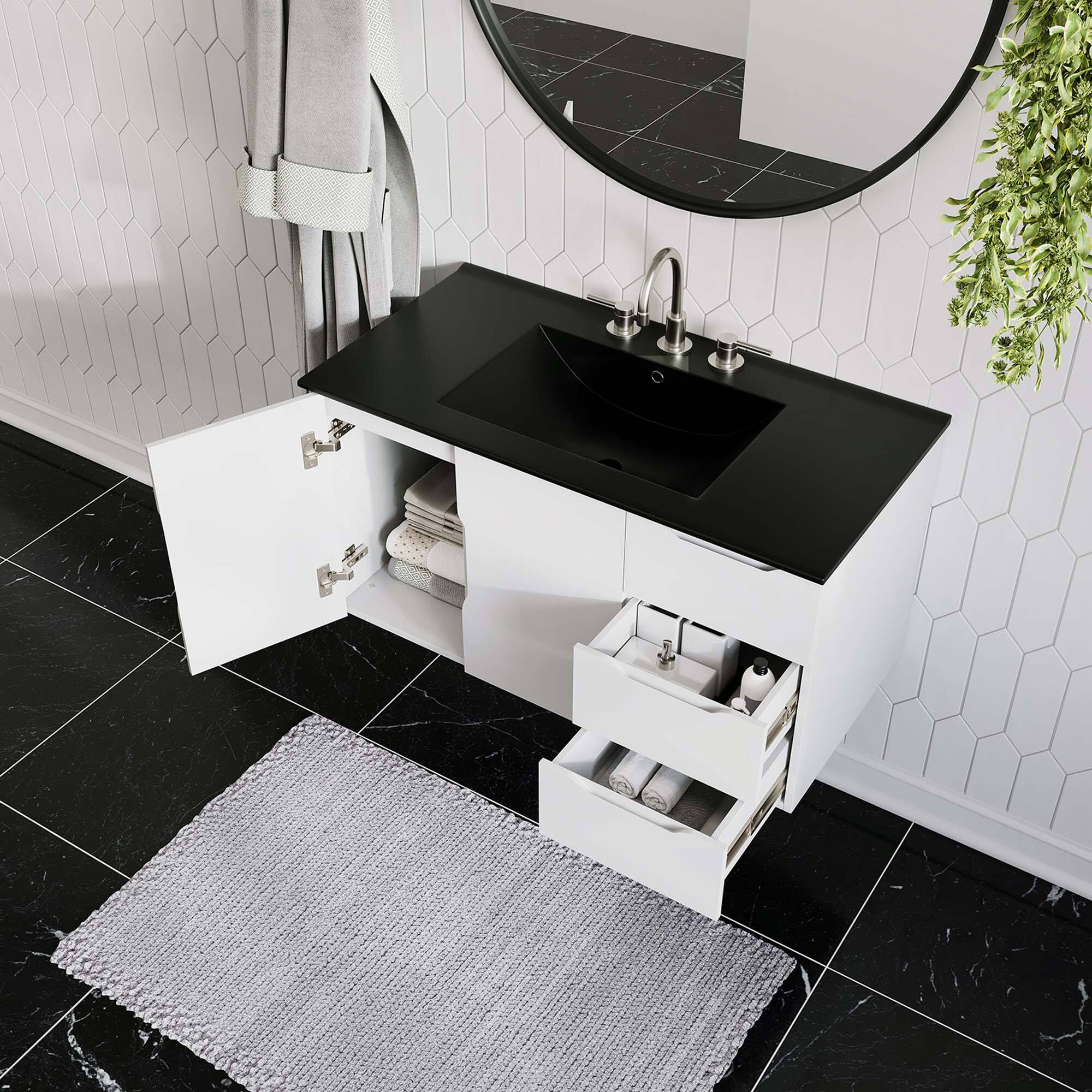 Back. Modway - Vitality Bathroom Vanity Basin Included by Modway - White Black.