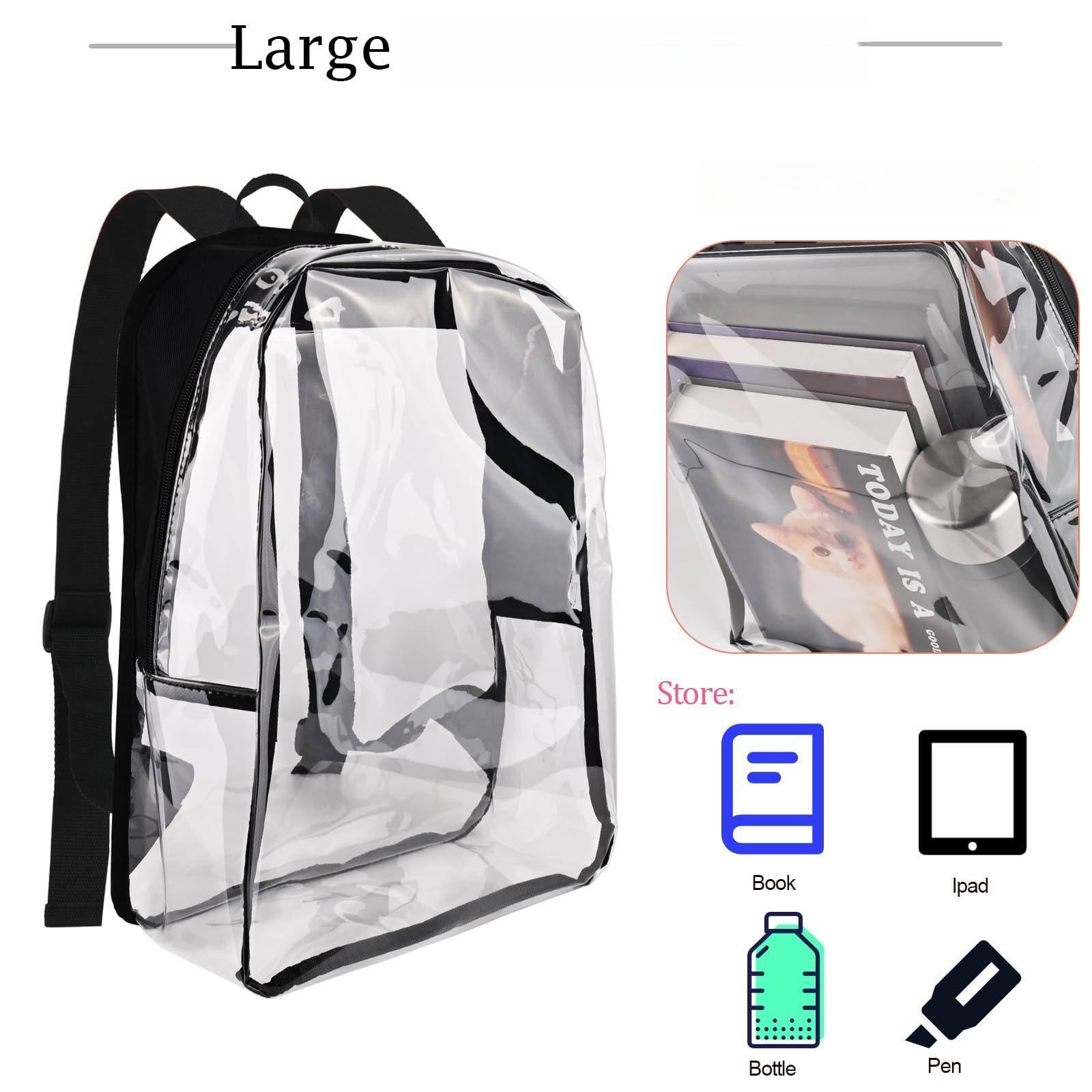 Alt View 1. Stamp n Camp - Clear Backpack - Backpacks For School Transparent Bookbag Large See Through Bag Work College Concert  Black 16 Inch - Purple.