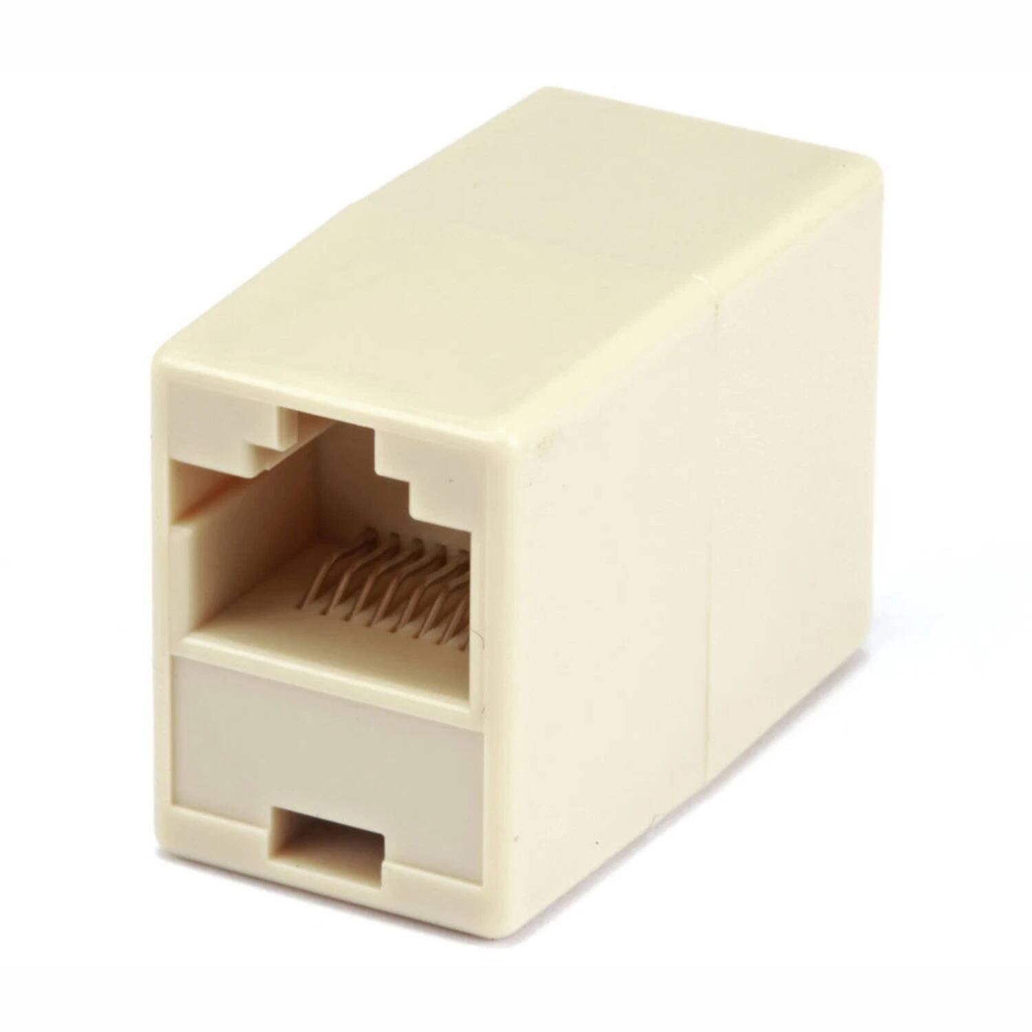 Angle. Stock Preferred - Inline Ethernet Coupler Cable Extender Adapter - Beige.