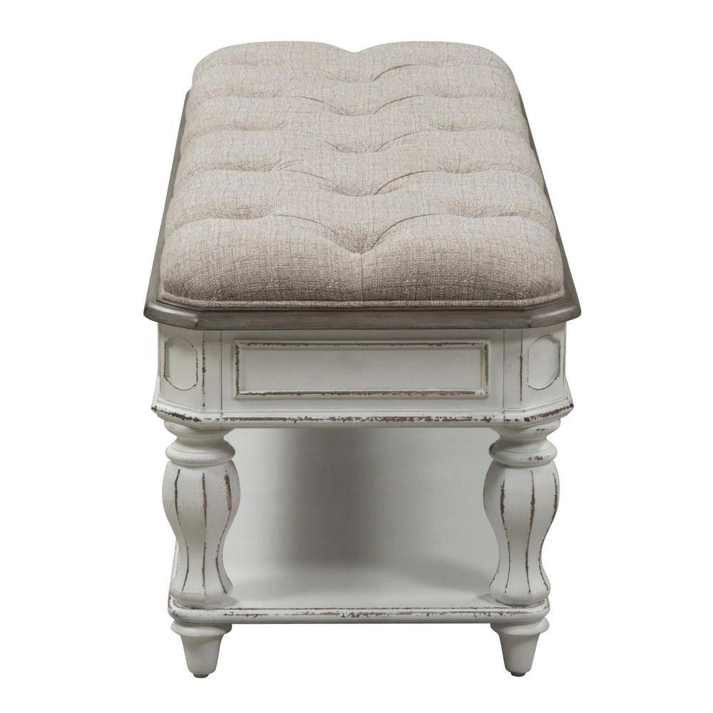 Left. Liberty Furniture Industries - Magnolia Manor Bed Bench in Antique White - White.