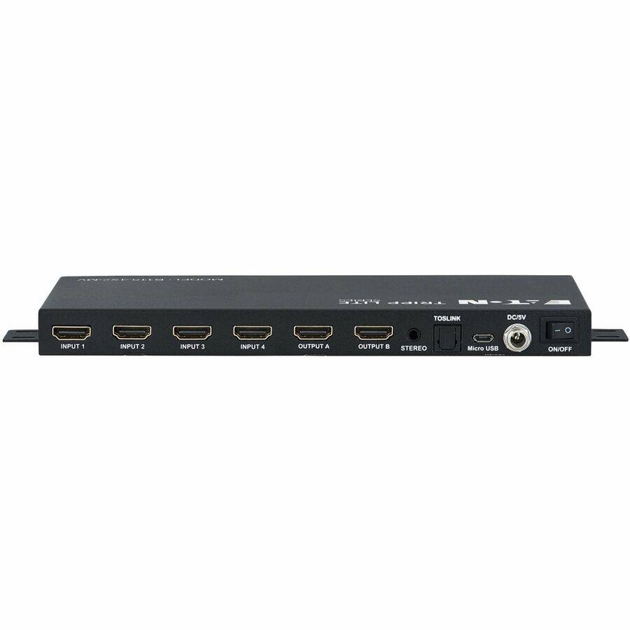 STRY TRIPP E-T-N  
TOSLINK  
DC/SV  
INPUT 1  
INPUT 2  
INPUT 3  
INPUT 4  
OUTPUT A  
OUTPUT B  
STEREO  
Micro USB  
ON/OFF