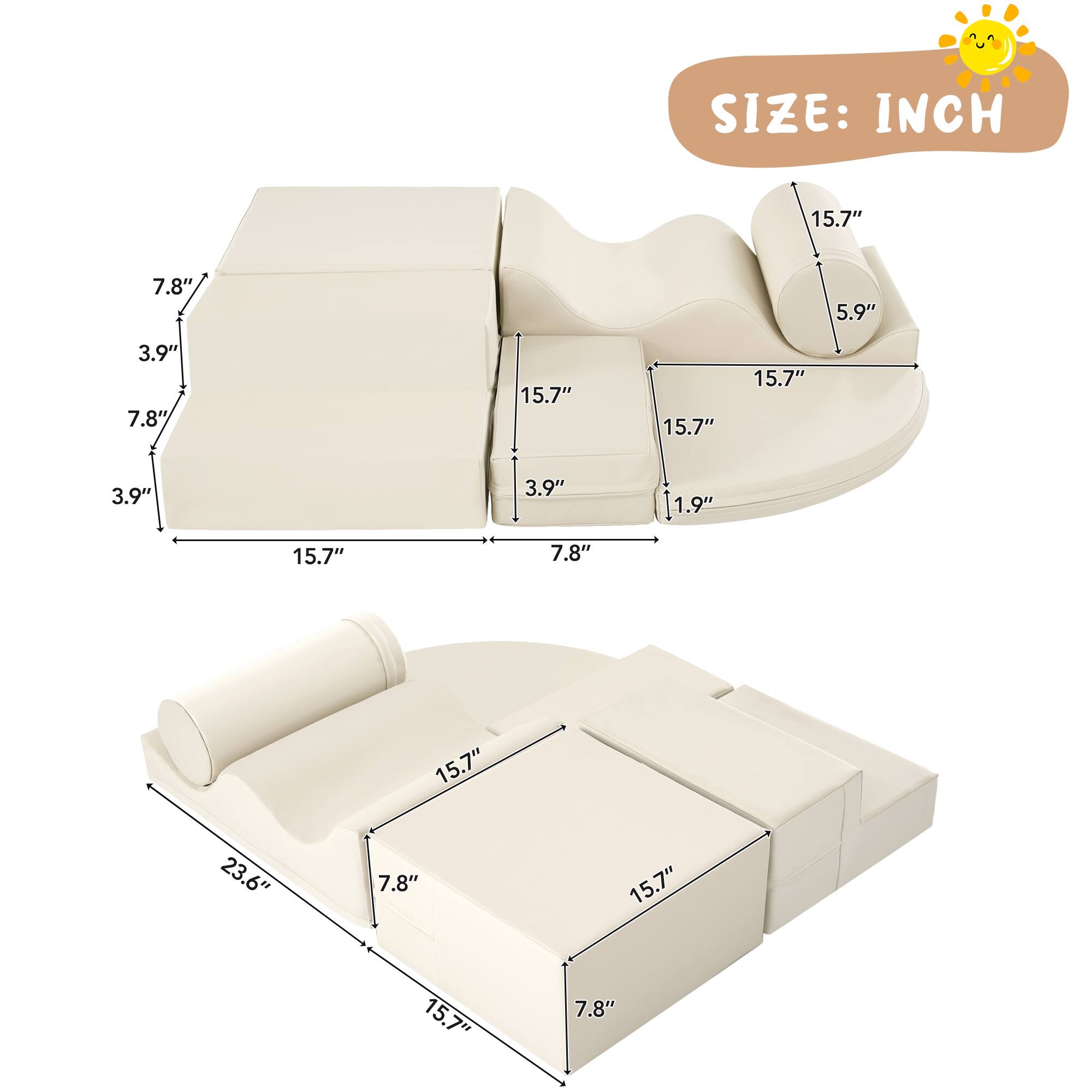 SIZE: INCH  
15.7" 7.8" 5.9" 3.9" 7.8" 15.7" 15.7" 15.7" 3.9" 3.9" 1.9" 15.7" 7.8" 15.7" 23.6" 7.8" 15.7" 15.7" 7.8"