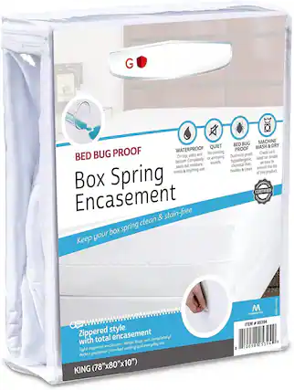 **Bed Bug Proof Box Spring Encasement**
- **Waterproof**: On top, sides, and bottom. Completely seals out moisture, sweat & anything wet.
- **Quiet**: No crinkling or annoying sounds.
- **Bed Bug Proof**: Dust mite proof, hypoallergenic, chemical-free, healthy & clean.
- **Machine Wash & Dry**: Check care label for details on how to extend the life of this product.
**Features**:
- **Zippered Style with Total Encasement**: Tight zippered enclosure...keeps bugs out completely! Perfect protection from bed wetting and everyday use.
- **Certified**: Panterssee
**Size**: KING (78"x80"x10")
**Item #**: 05394
**Made in China**