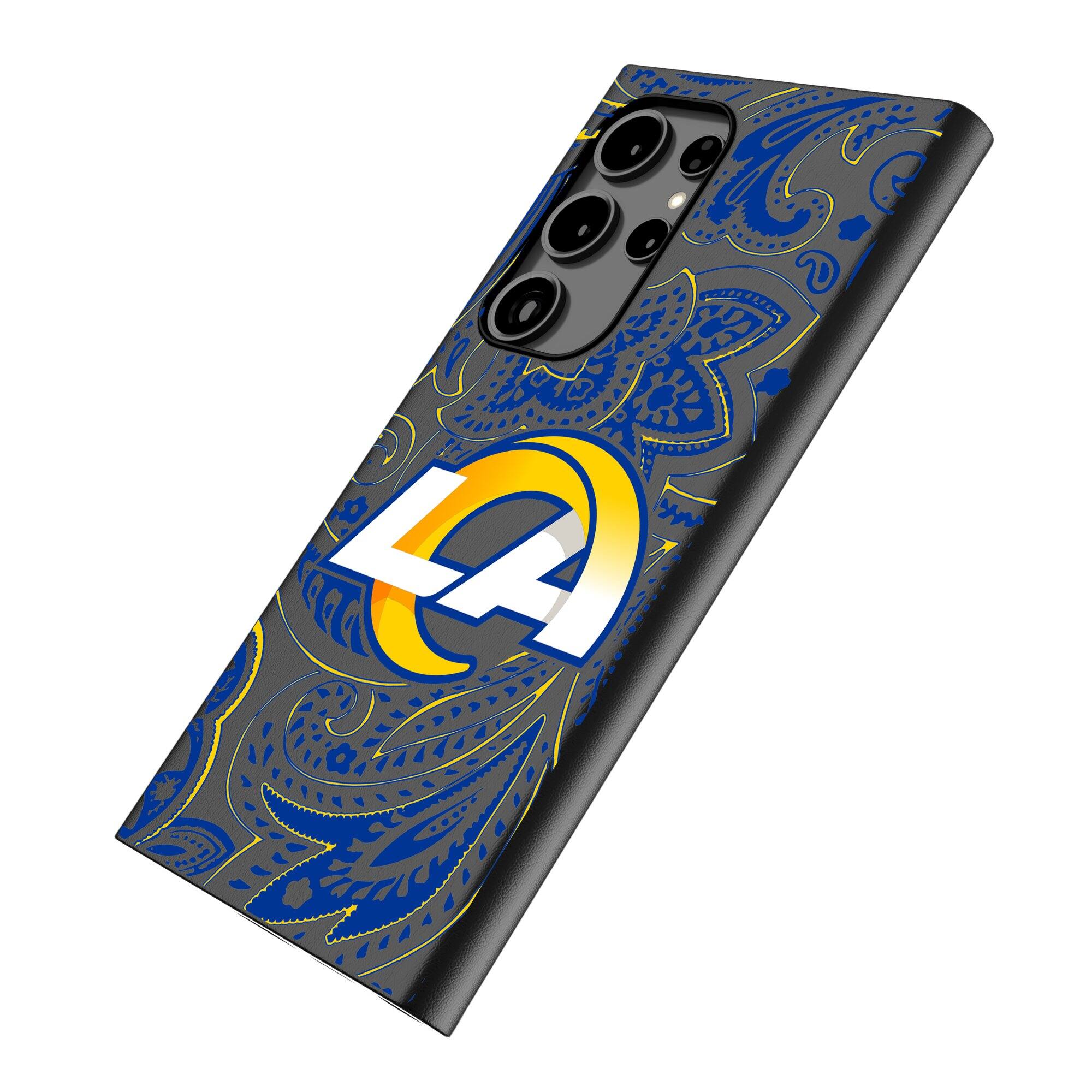 Alt View 1. Keyscaper - Los Angeles Rams Paisley Galaxy Magnetic Bump Case - S24 - Black.