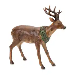 BreeBe - Winter Deer Figurine (Set of 2) - Brown, Green