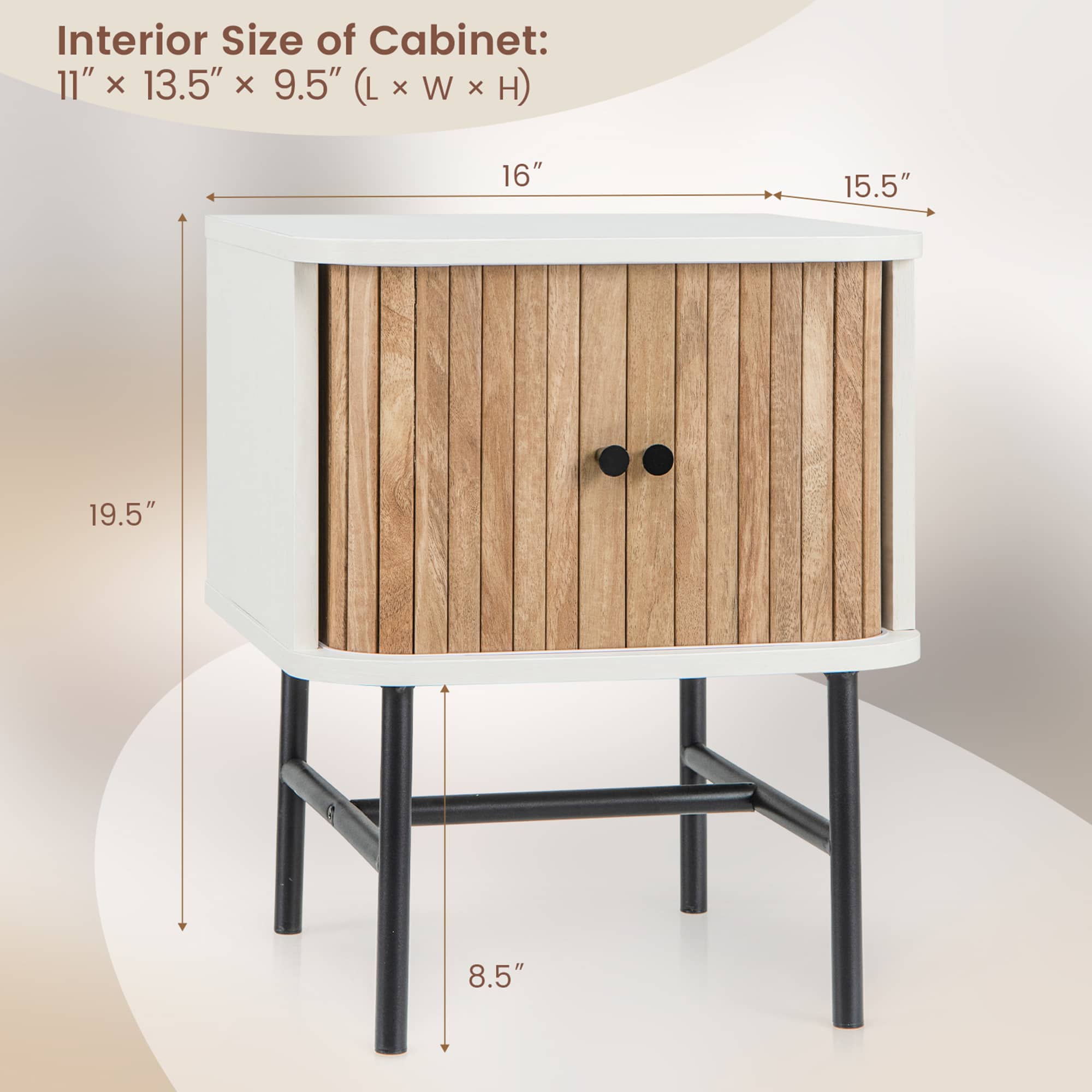 Interior Size of Cabinet: 11" x 13.5" x 9.5" (L x W x H)