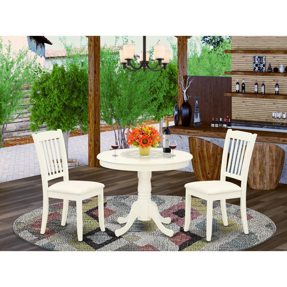Left. East West Furniture - Dining Room Set Linen White - Brown.
