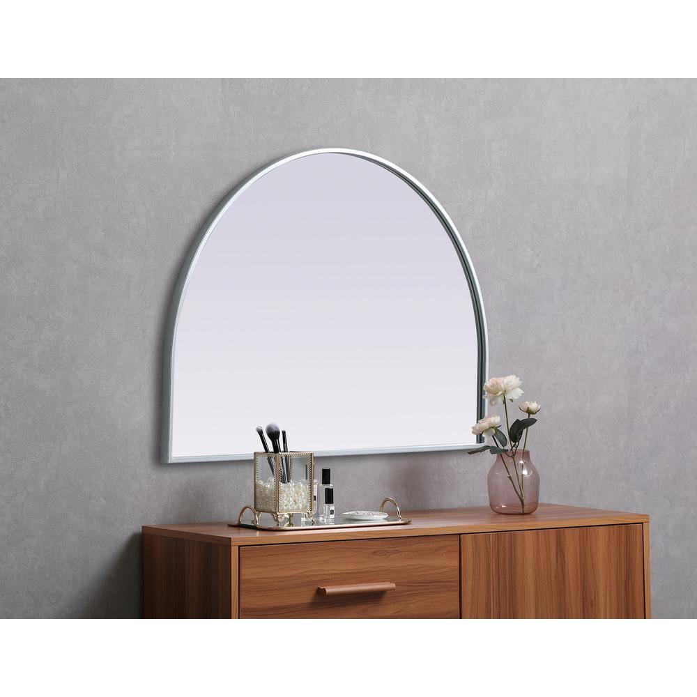 Alt View 2. Elegant Decor - Metal Frame Arch Mirror 33x24 Inch in Silver - Silver.