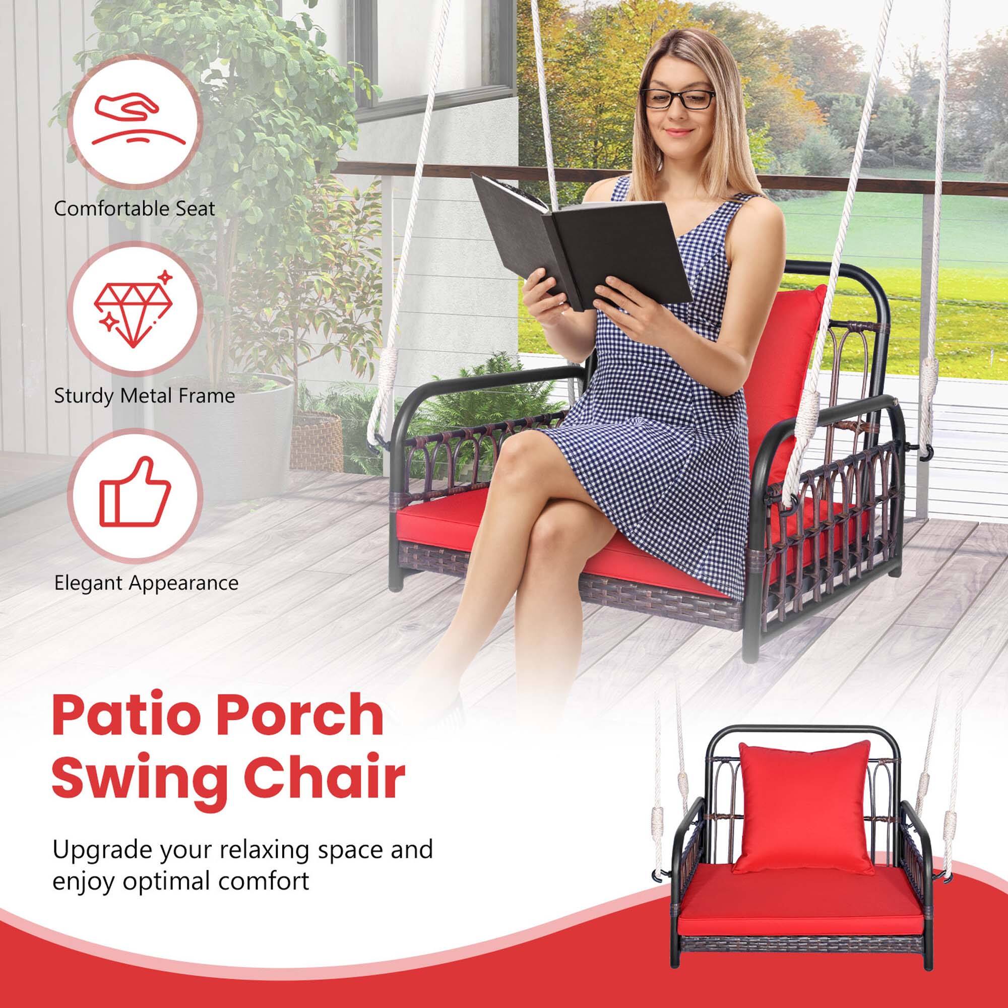 Patio Porch Swing Chair, Comfortable Seat, Sturdy Metal Frame, Elegant Appearance, Upgrade your relaxing space and enjoy optimal comfort
