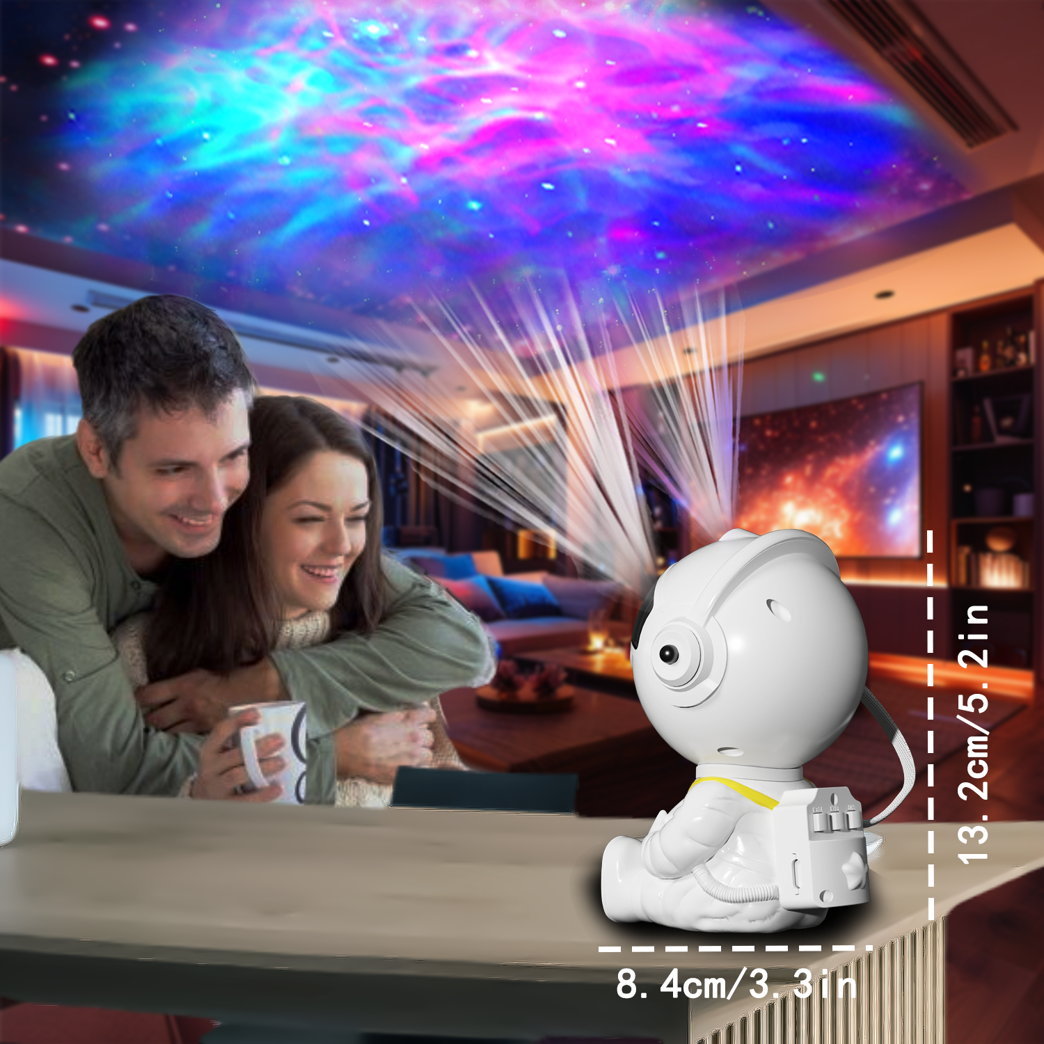 Rossetta Astronaut Design Projector Night Light, USB Powered