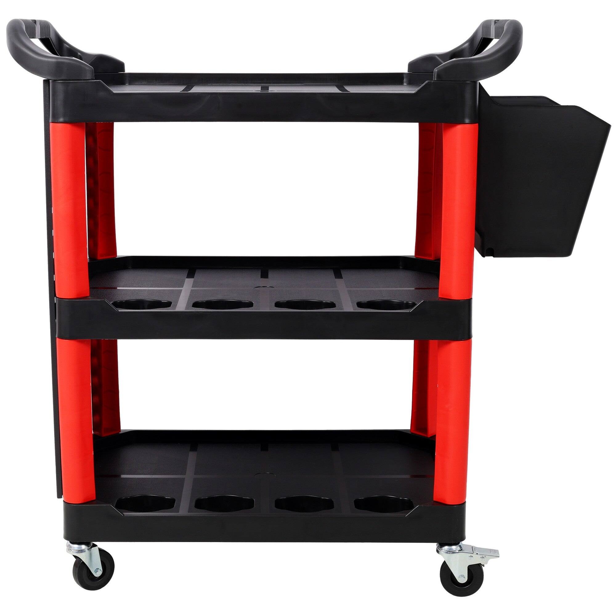 Alt View 1. Boyel Living - Red/Black Plastic 3-Tier Rolling Auto Detailing Utility Cart 300 LBS Capacity - Red.