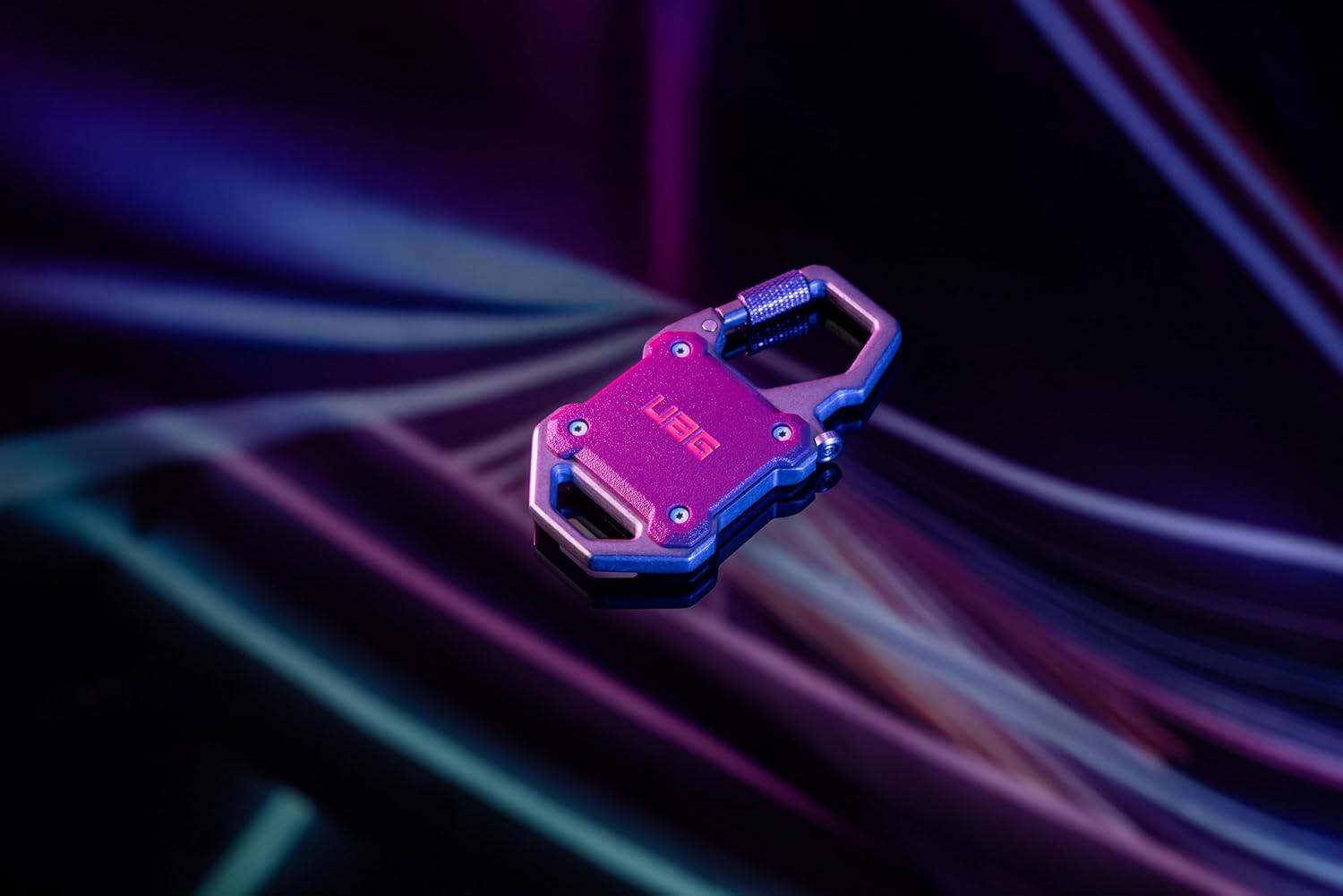 Alt View 2. UAG - AirTag Case w Built-in Bottle Opener & Carabiner for Keys, Luggage & Bags - Deep Purple Synth.