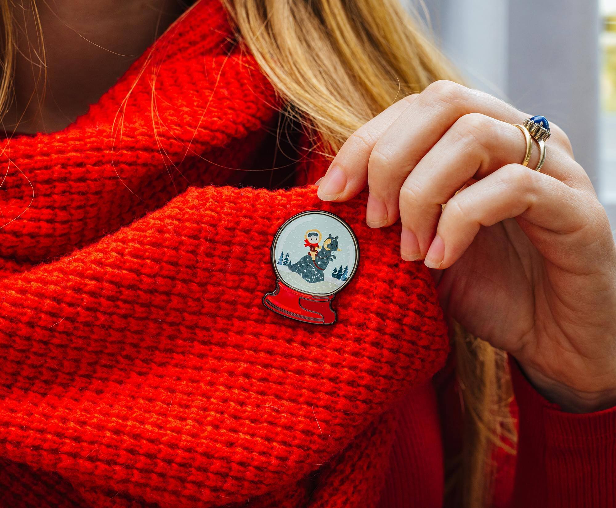 Alt View 2. SalesOne LLC - Star Wars Han Solo and Tauntaun Winter Snow Globe Enamel Pin - Red.