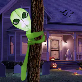 Joyfy - 4FT Alien Tree Ghost Inflatable Halloween Decoration – Built-in LEDs for Tree, Garden, Lawn & Outdoor Party Displays - Green