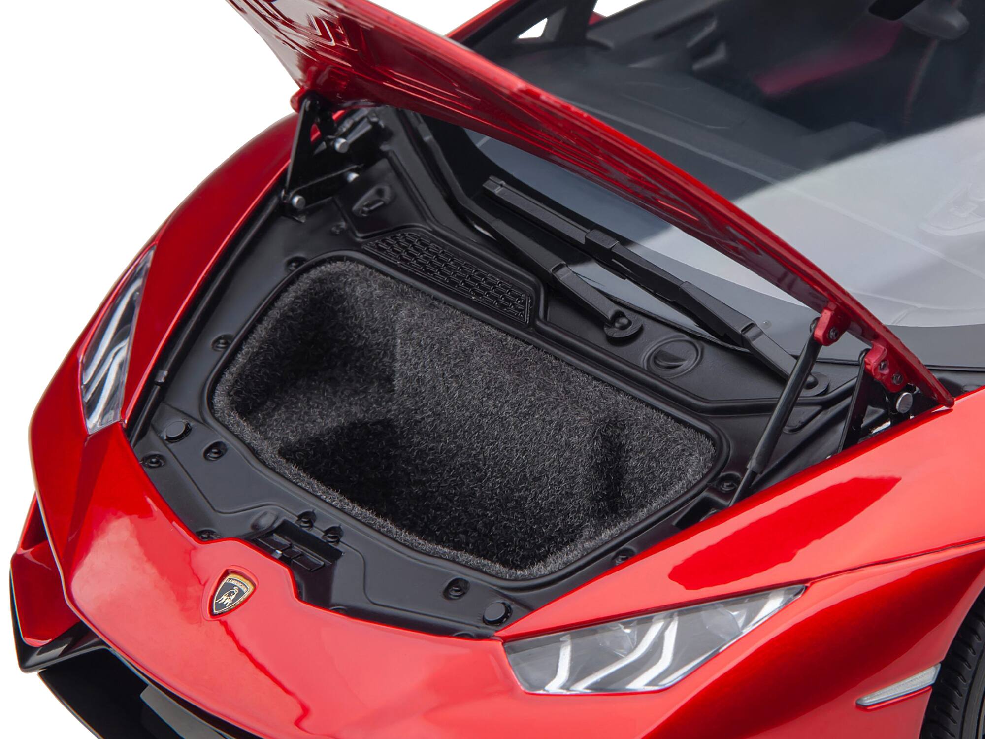 Left. Autoart - Lamborghini Huracan EVO Rosso Bia Red Metallic 1/18 Model Car by Autoart - Red Metallic .