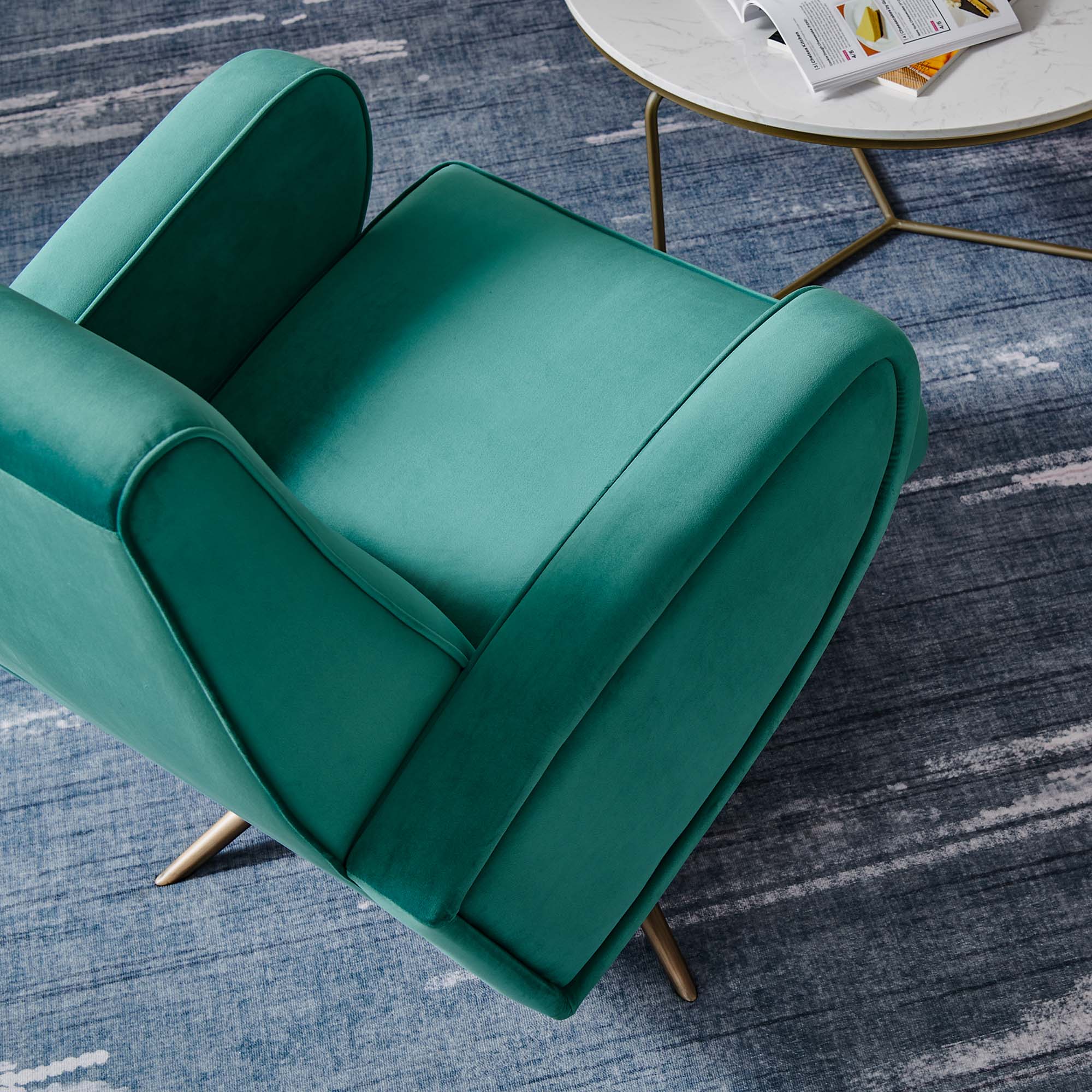 Back. Modway - Superior Performance Velvet Swivel Chair by Modway - Teal.