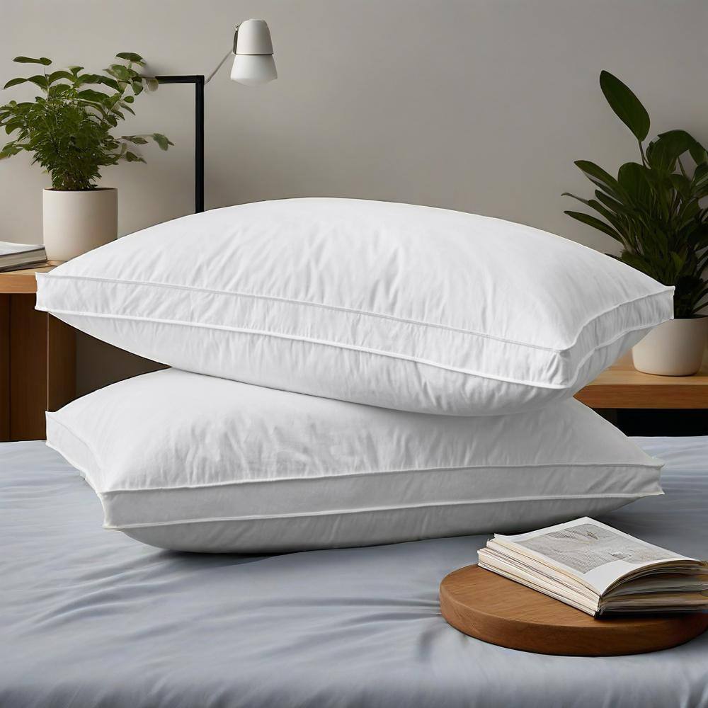 Peace Nest - Goose Feather Down Gusseted Bed Pillows Set of 2, Classic, King - gusset