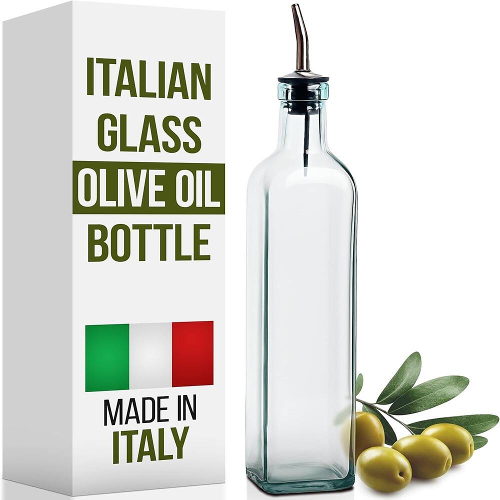 ITALIAN GLASS OLIVE OIL BOTTLE  
MADE IN ITALY