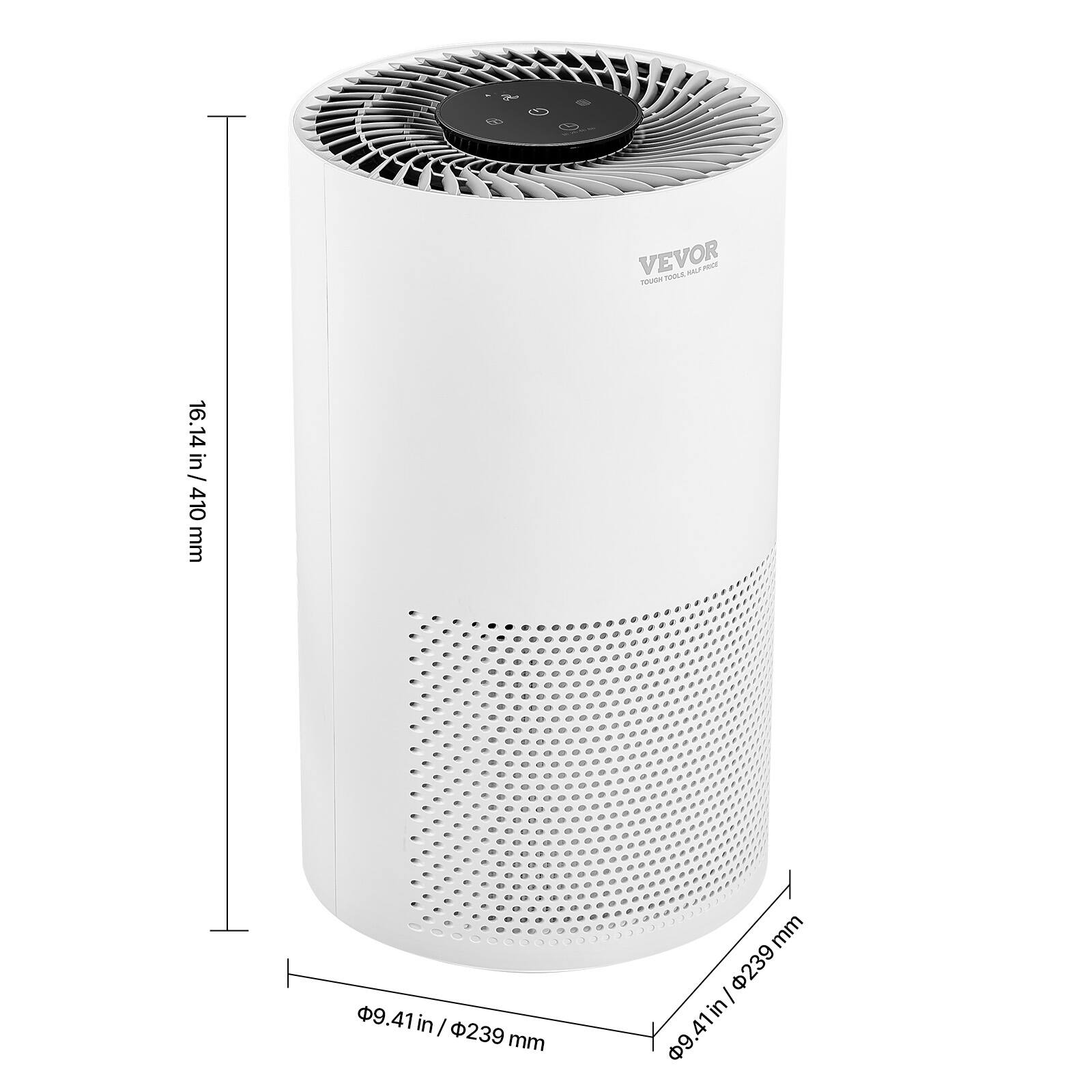 VEVOR  
TOUGH TOOL, IN PERFECT  

16.14 in / 410 mm  
9.41 in / 239 mm  
Φ9.41 in / Φ239 mm
