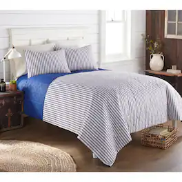 Shavel Home Products - Seersucker 6-in-1 Quilt Set, Twin - Americana stripe