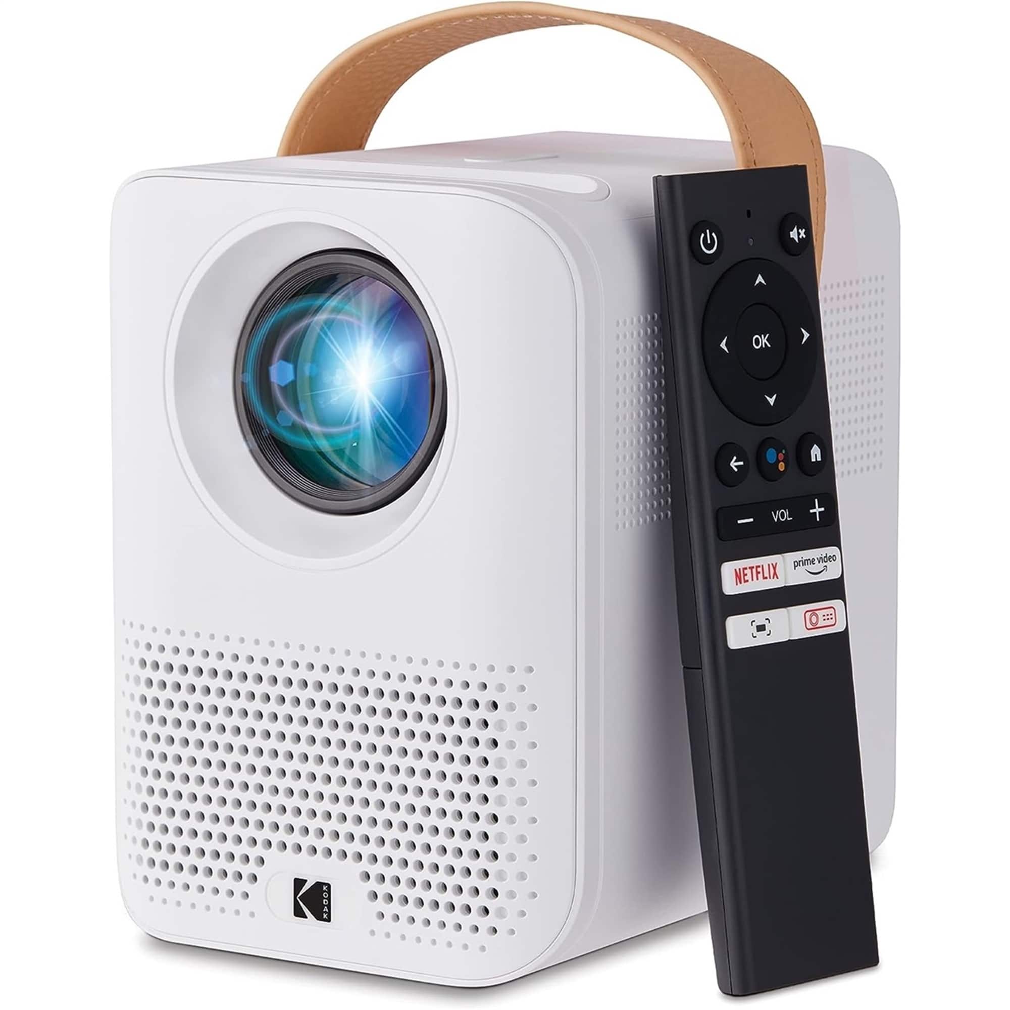Kodak - FLIK HD9 Smart Projector, Portable Mini Projector with Android TV & Bluetooth - White