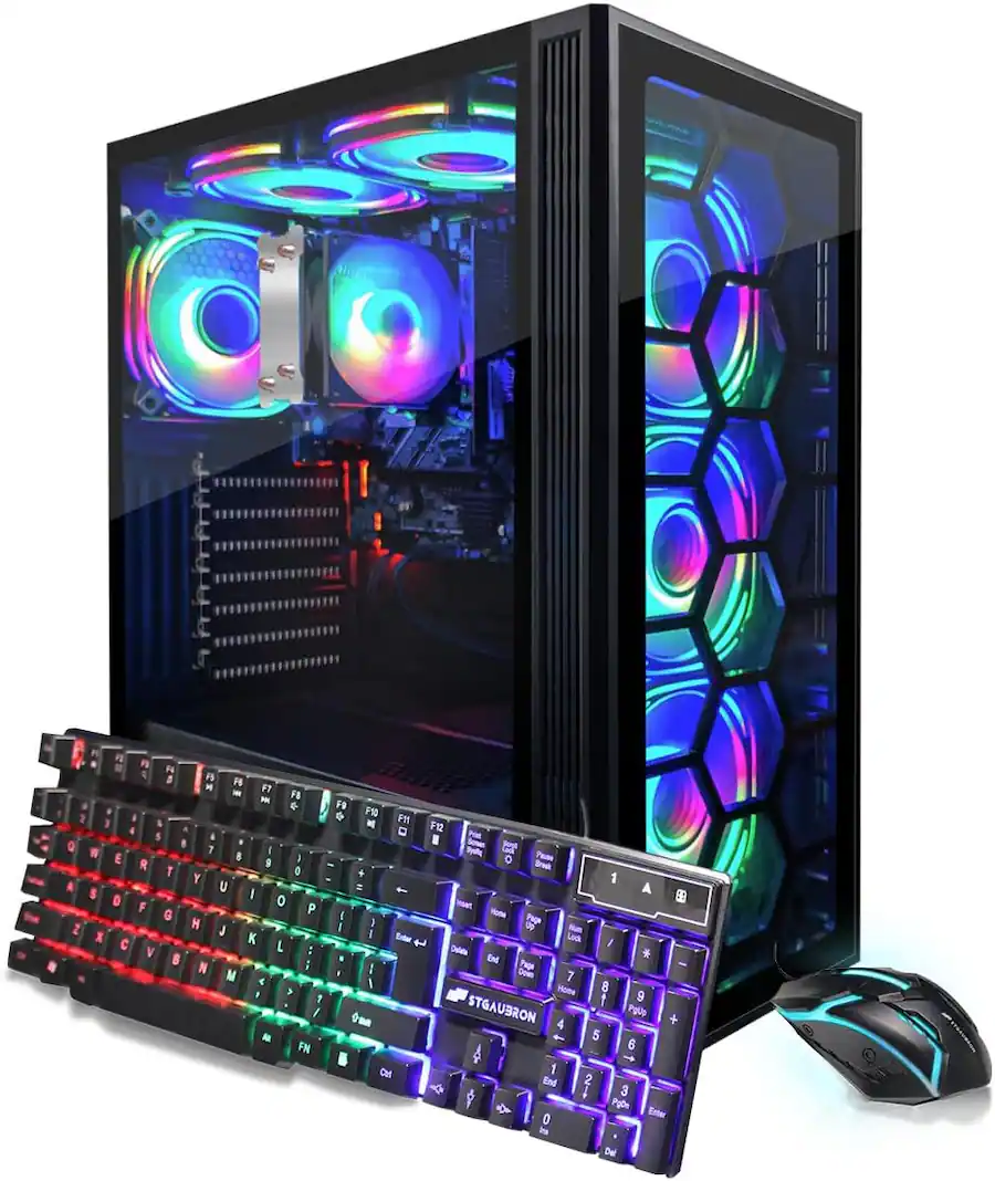 STGAubron Gaming PC Computer Desktop, AMD Ryzen 5 3400G up to 4.2GHz ...