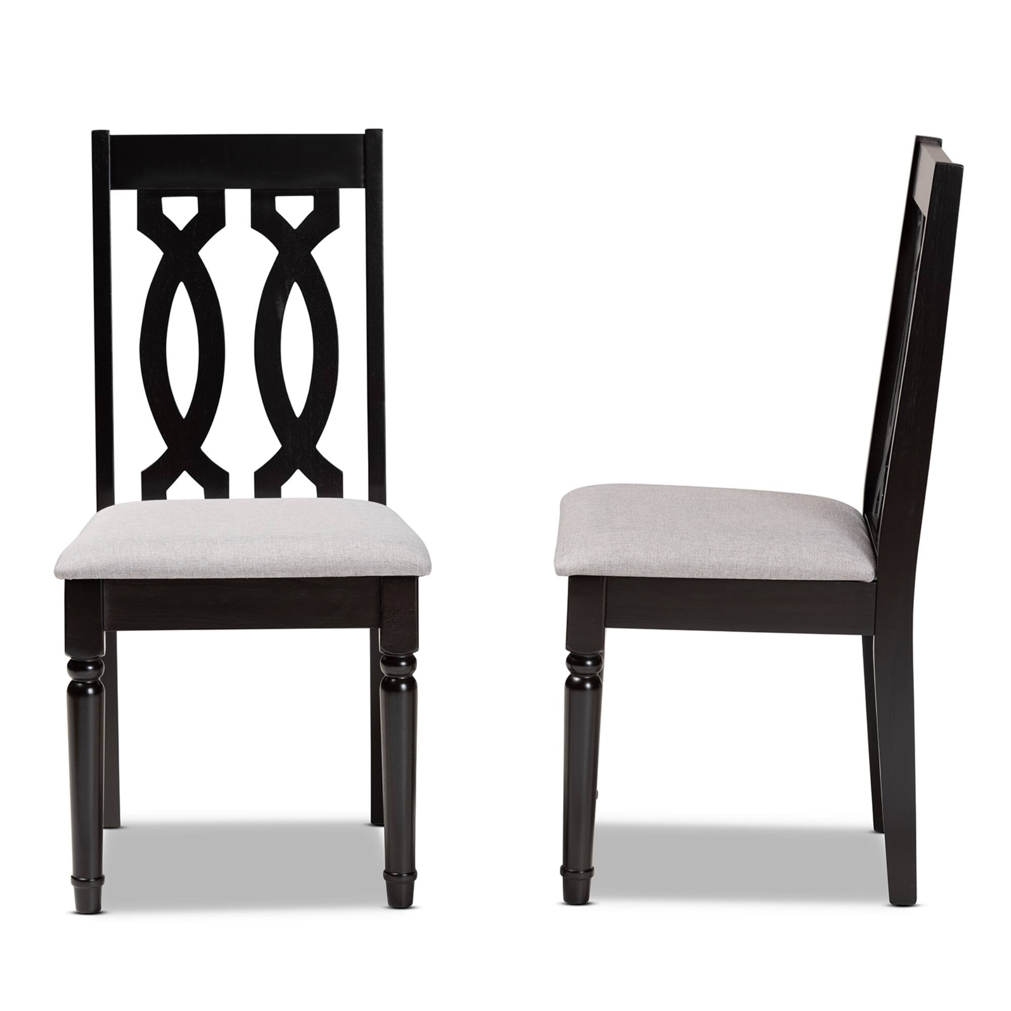 Left. Baxton Studio - Cherese Modern Fabric Upholstered and Finished Wood 2-Piece Dining Chair Set - Grey/Dark Brown.