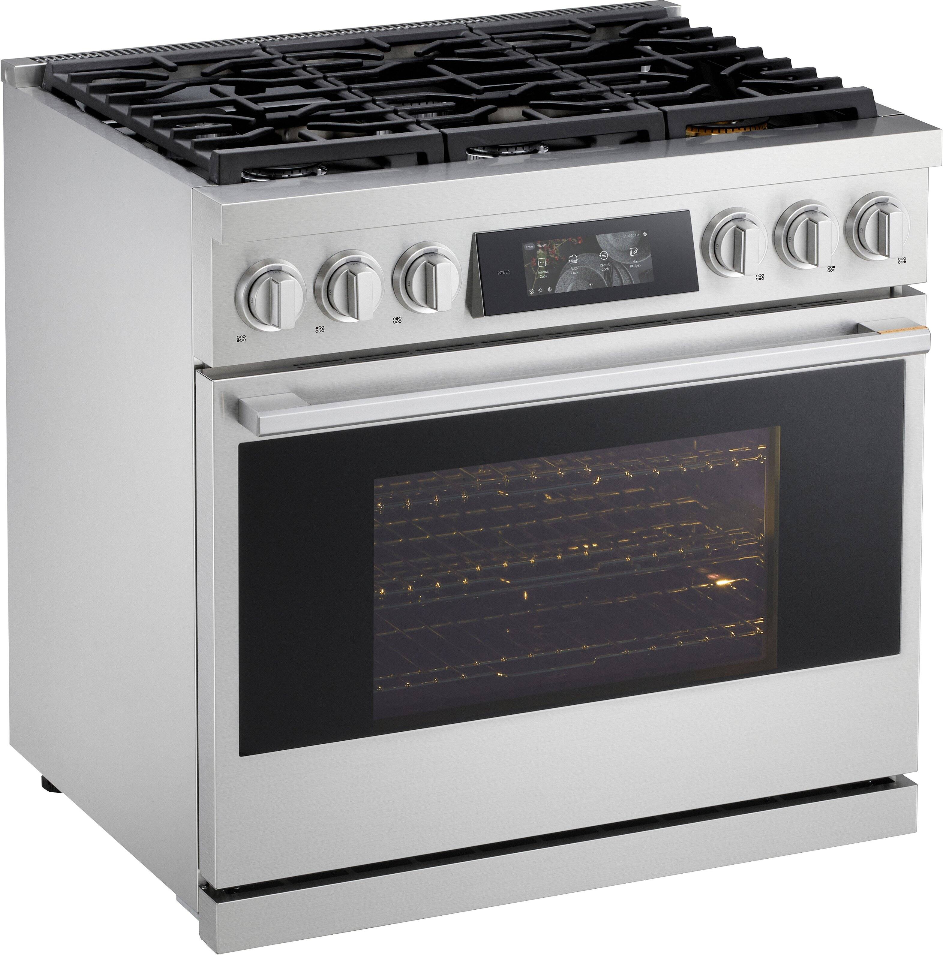 Alt View 13. LG - SIGNATURE 6.3 Cu. Ft. Slide-In Gas True Convection Pro Range with EasyClean, AirFry, and UltraHeat 23K Dual Power Burner - Stainless Steel.