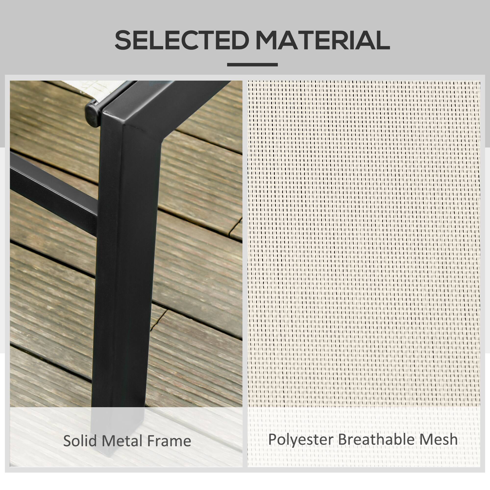 SELECTED MATERIAL
Solid Metal Frame
Polyester Breathable Mesh