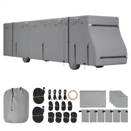 VEVOR - Class A RV Cover, 40-43 ft Motorhome Cover, Non-woven Fabric Motorhome RV Cover, Waterproof, Windproof and Rip-Stop - Gray