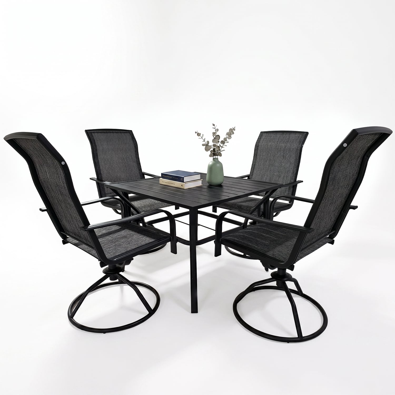 Yardgrace - 5 Pieces Outdoor Patio Dining Set,with 4-Piece Swivel Patio Rocking Chairs,1 dining table with an umbrella hole - Gray price history on PriceWatchPro