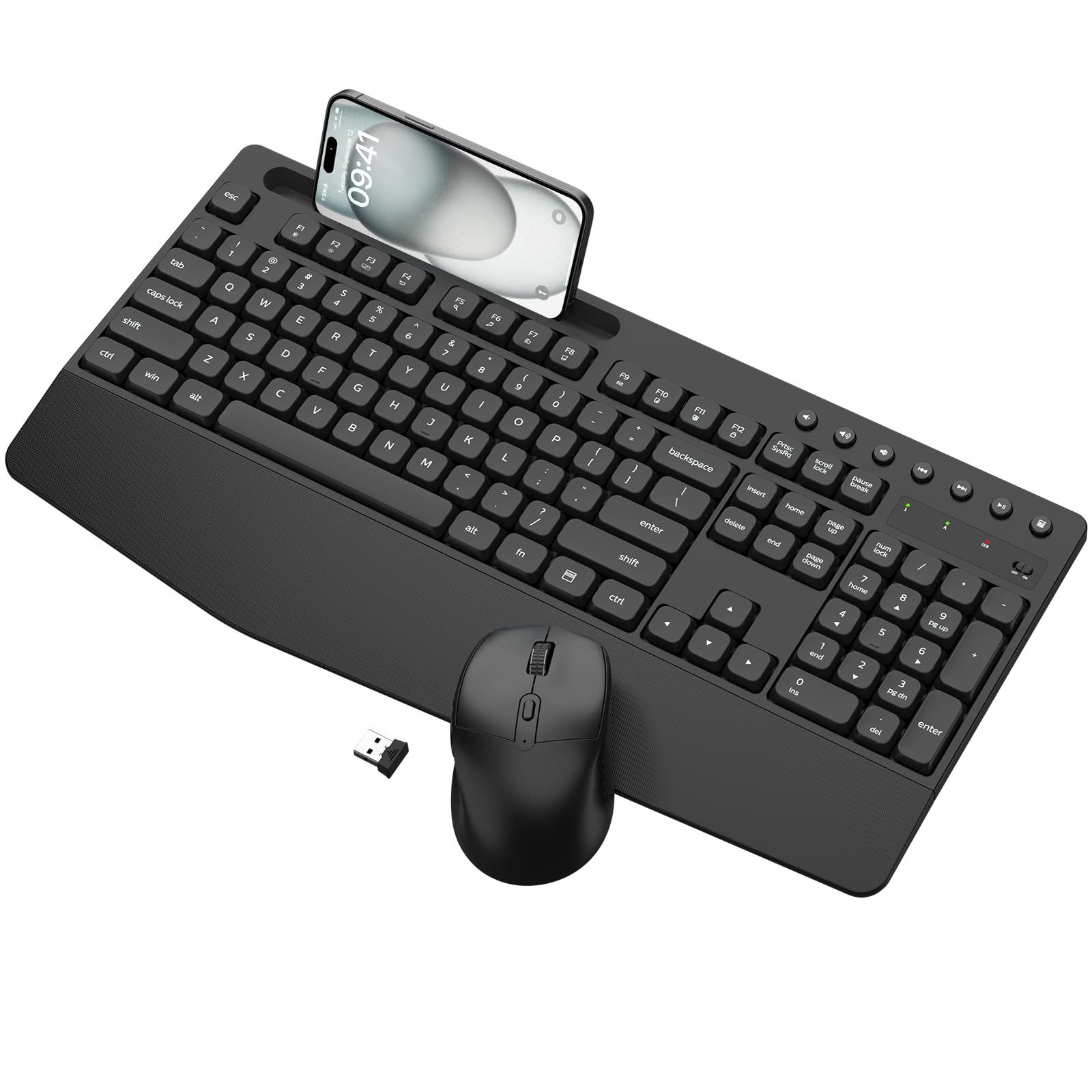 Earthley Blooms - Wireless And Mouse Combo Full size Computer With Wrist Rest Phone Holder Sleep Mode Comfortable Typing - Wireless - Default