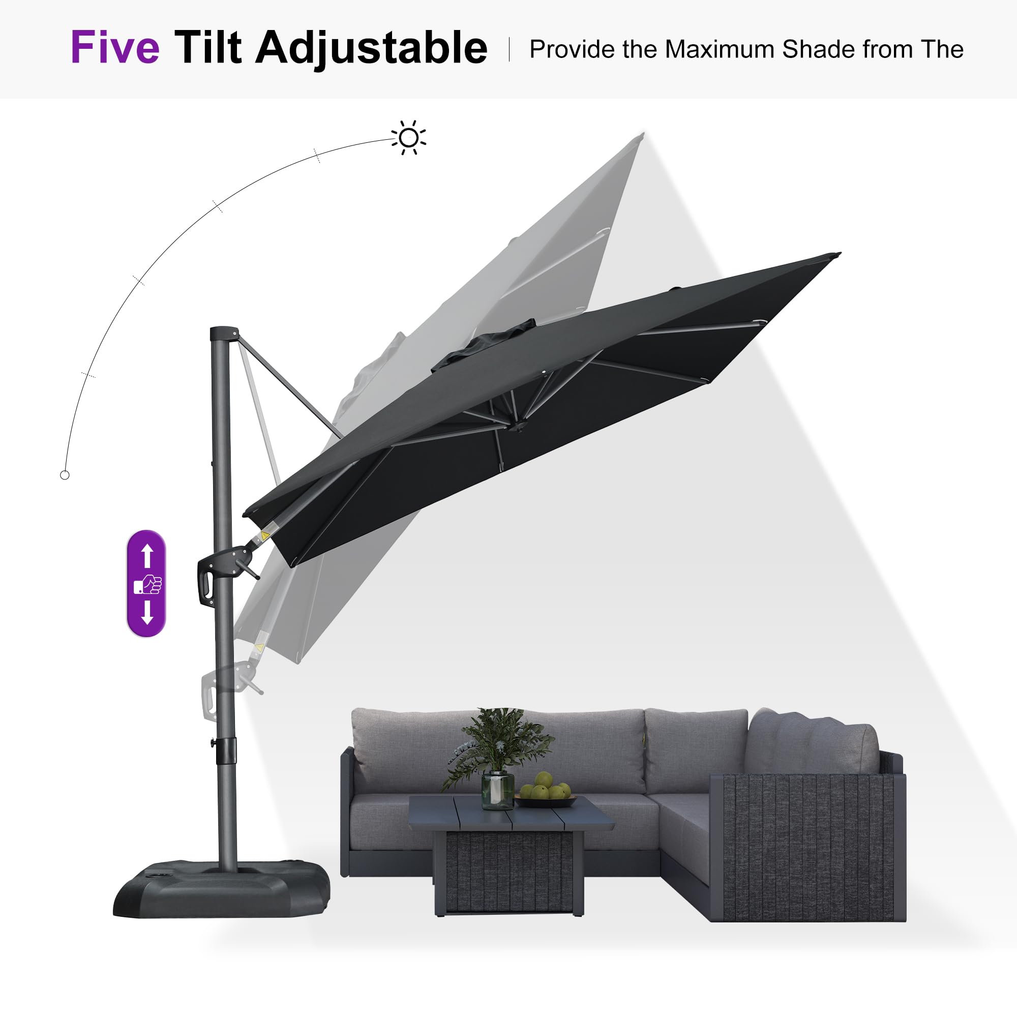 Five Tilt Adjustable  
Provide the Maximum Shade from The Sun