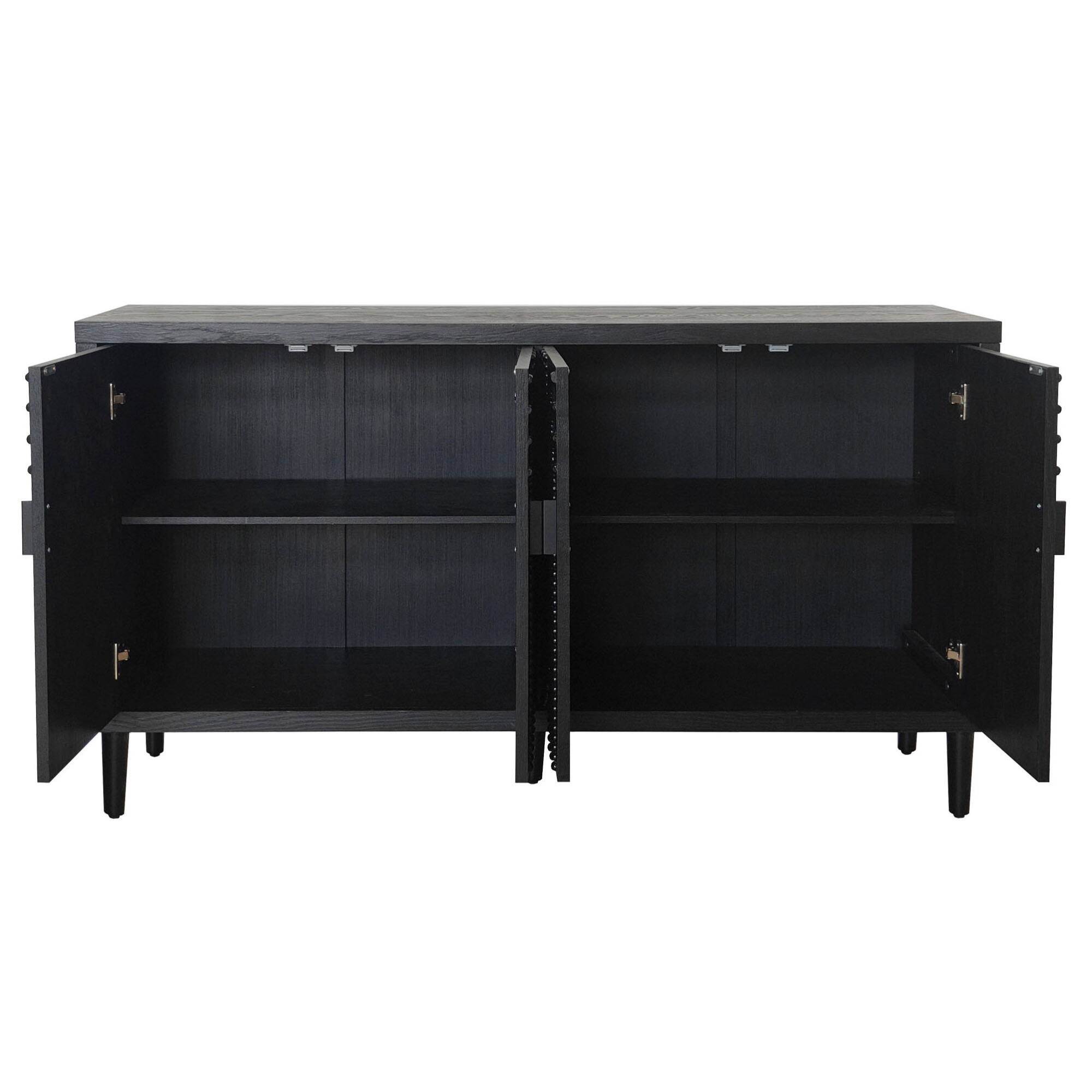 Alt View 2. GOODSILO - Contemporary Sideboard Cabinet Featuring Decorative Nailhead Accents Ideal for Dining and Living Room Storage - Black.