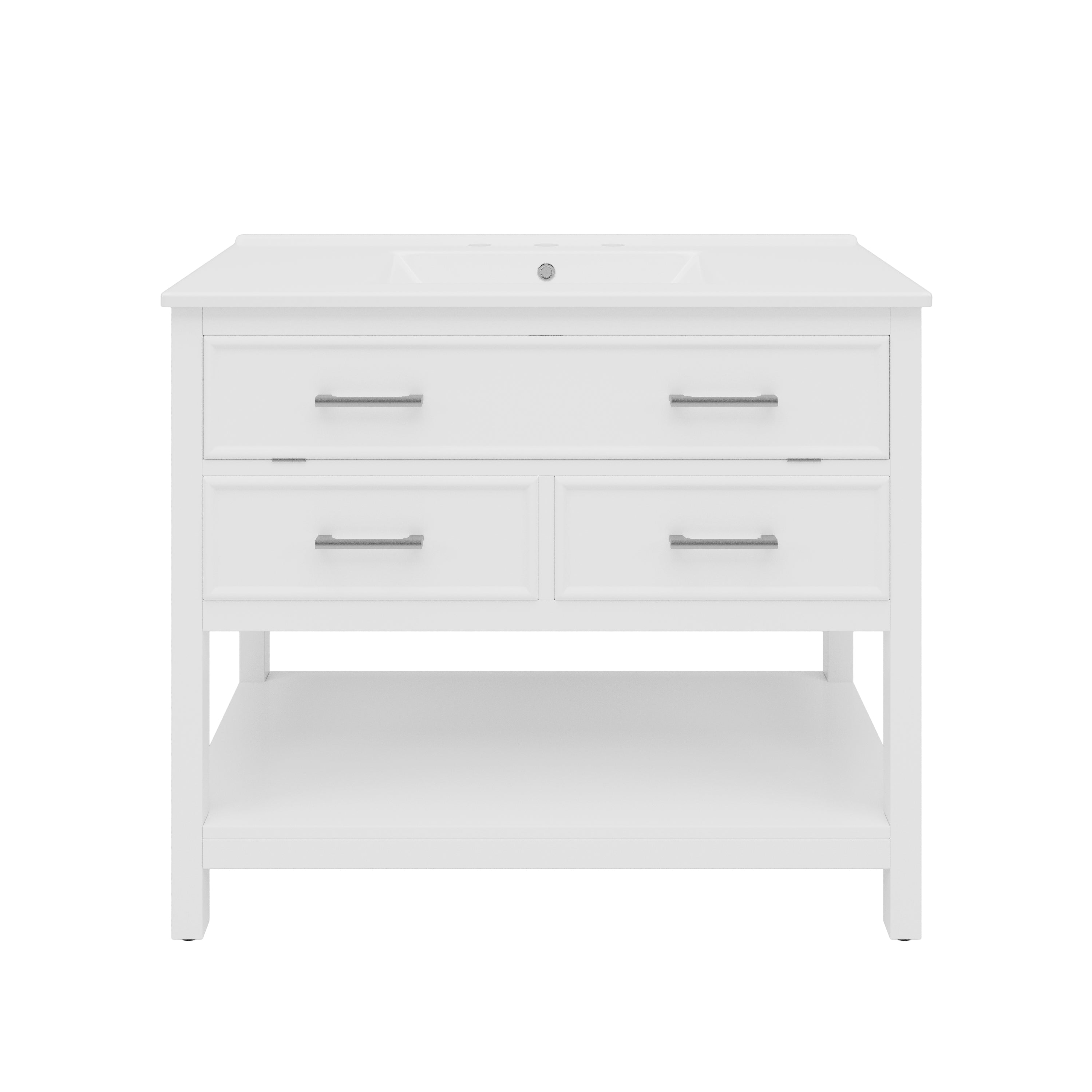 Alt View 9. Boyel Living - 36 Inch Bathroom Vanity with Ceramic Sink Tip Out Tray Full Extension Drawers Soft Close White - White.
