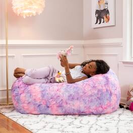 Jaxx - Sofa Saxx Bean Bag Couch - 4 Foot - Faux Fur, Unicorn Pink - Faux Fur - Unicorn Pink