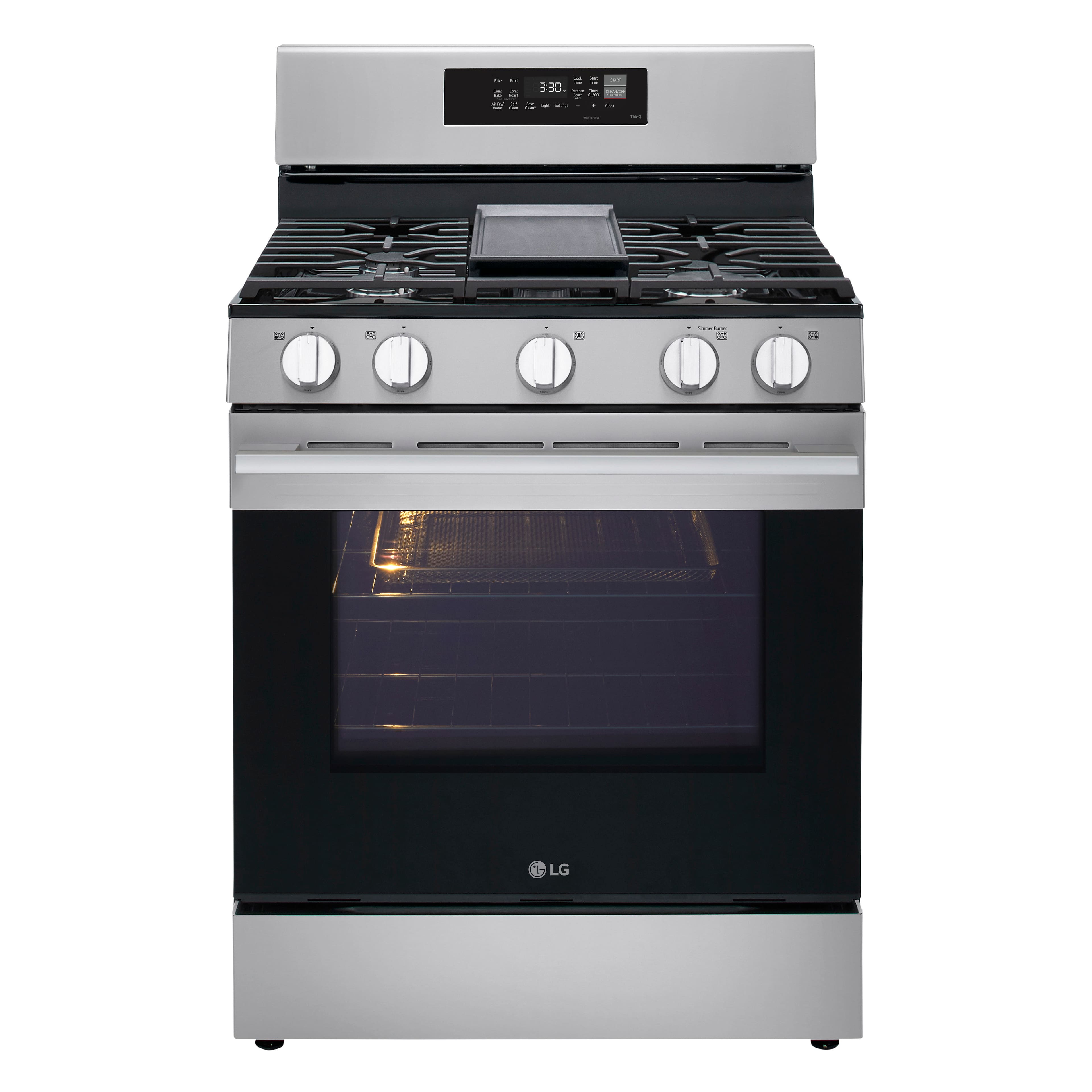 Front. LG - 6.3 Cu. Ft. Freestanding Gas True Convection Smart Range with EasyClean, Air Fry and UltraHeat 20K Burner - Stainless Steel.