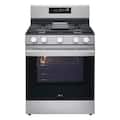 LG - 30-in Wide 6.3 Cu. Ft. Freestanding Gas True Convection Smart Range with 5 Burners, Air Fry and UltraHeat 20K Burner - Stainless Steel