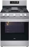 LG - 30-in Wide 6.3 Cu. Ft. Freestanding Gas True Convection Smart Range with 5 Burners, Air Fry and UltraHeat 20K Burner - Stainless Steel