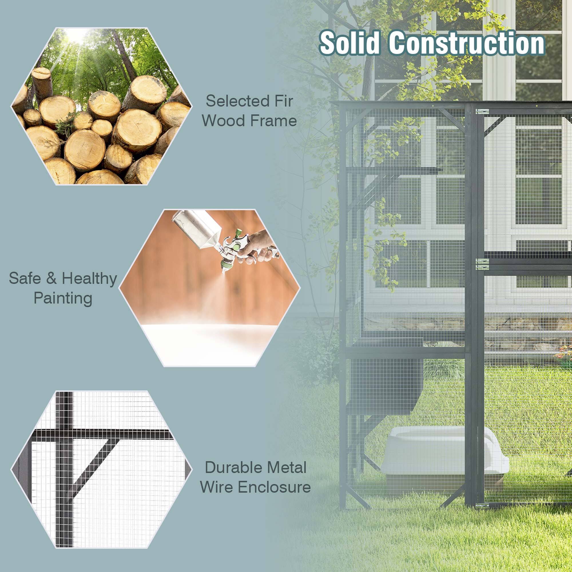- Solid Construction
  - Selected Fir Wood Frame
  - Safe & Healthy Painting
  - Durable Metal Wire Enclosure