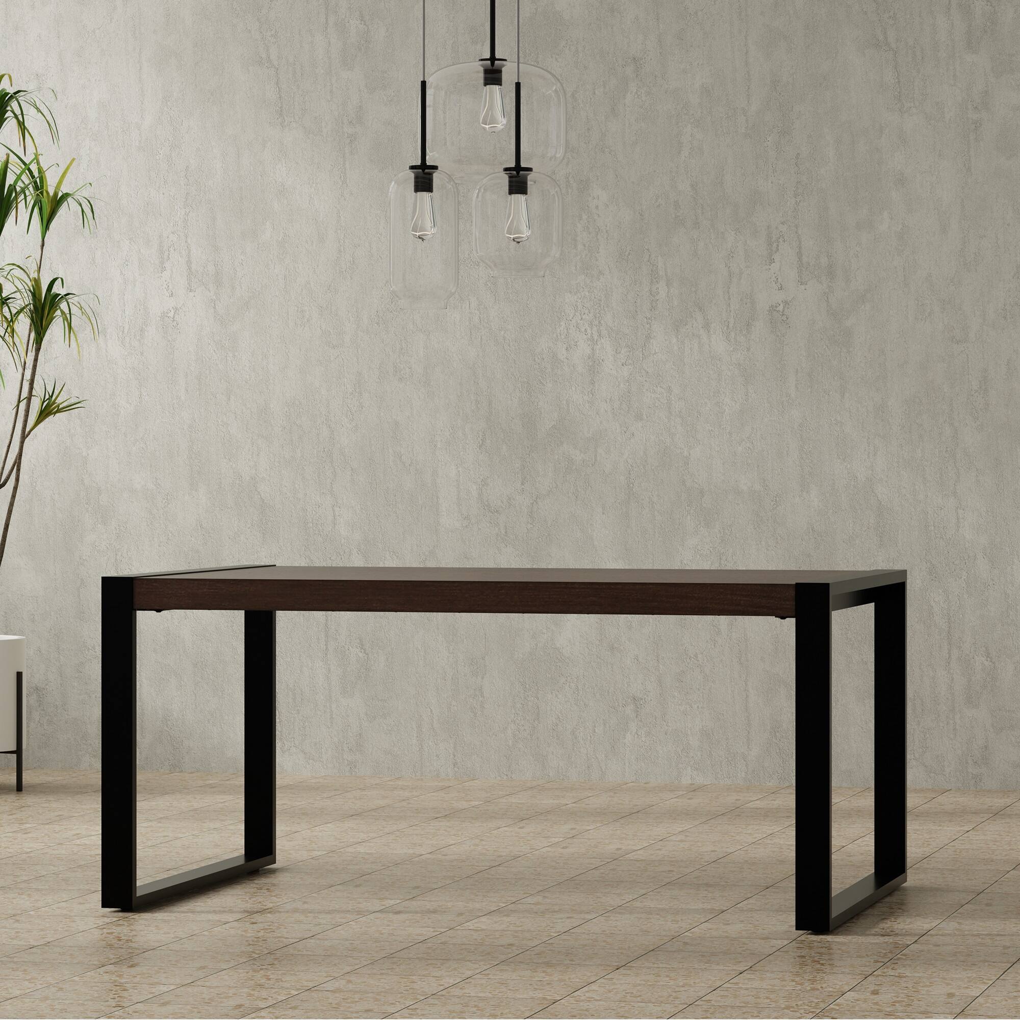 Alt View 6. Simpli Home - McKenzie 66 inch x 40 inch Rectangle Modern Industrial Dining Table in Smoky Grey - Smoky Grey.