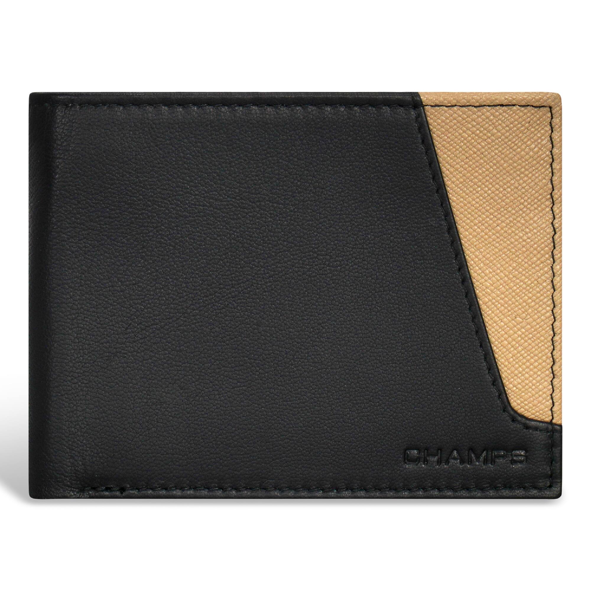 Champs - Iconic Collection Leather Top Wing Wallet - BlackIvory